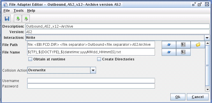 EXTOL Business Integrator EBI File Adapter Variable screenshot